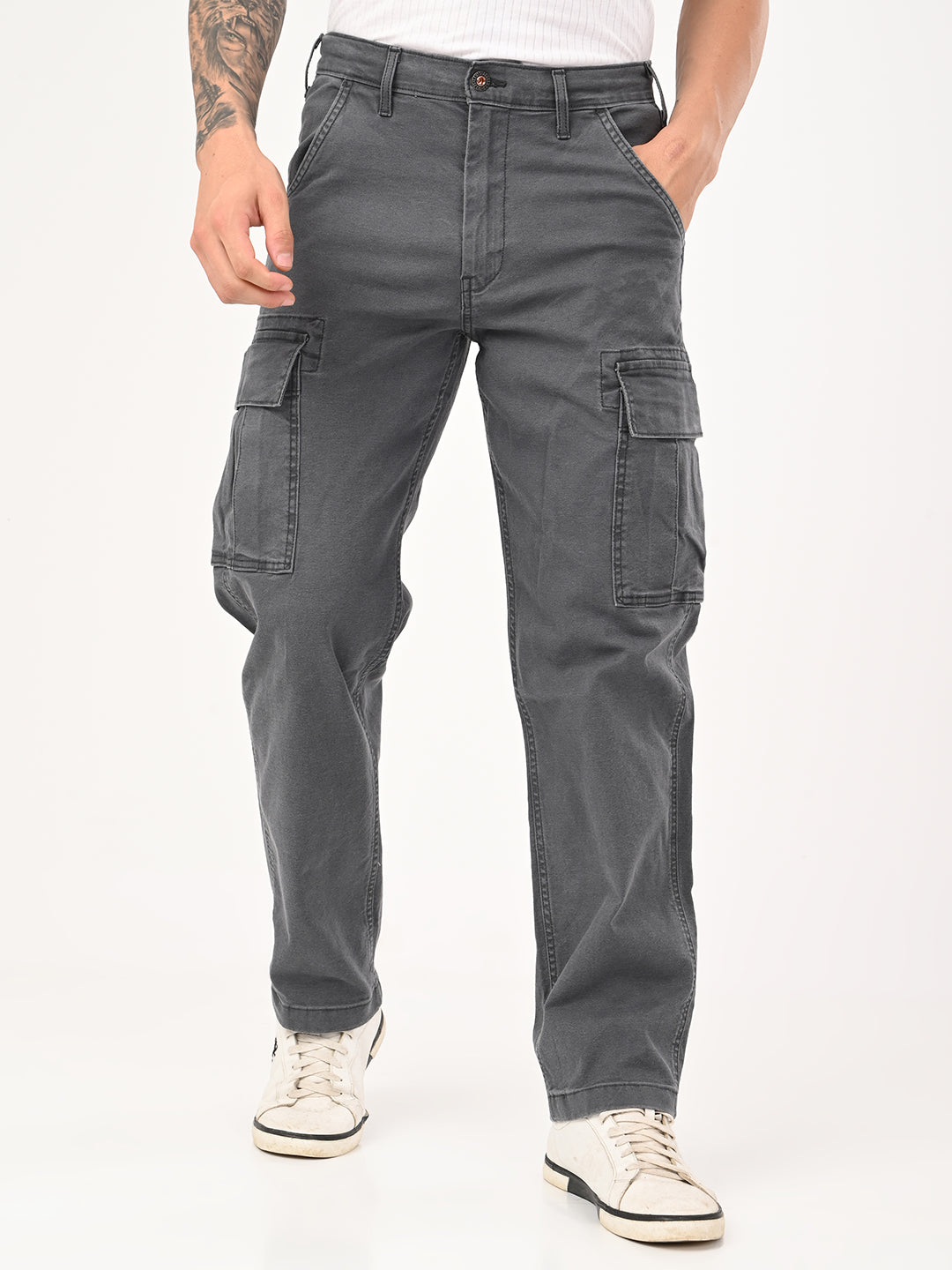 Tokyo Stitch GREY six pocket cotton cargo for men