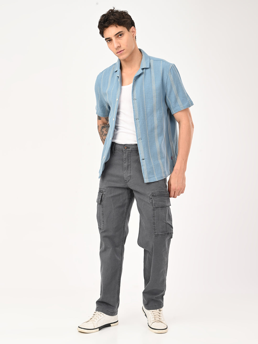 Tokyo Stitch GREY six pocket cotton cargo for men