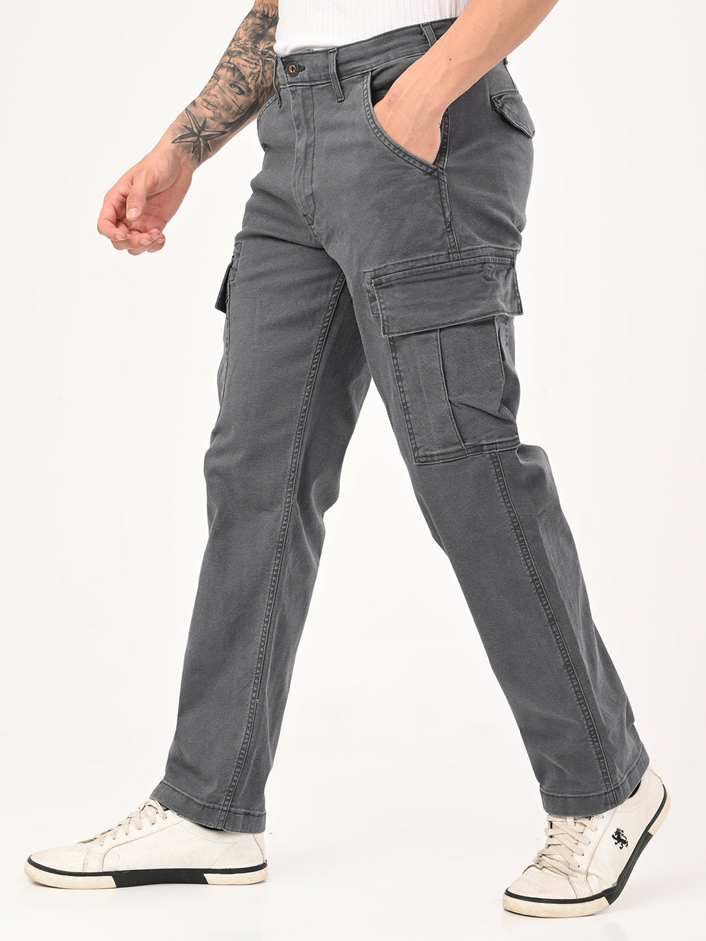 Tokyo Stitch GREY six pocket cotton cargo for men