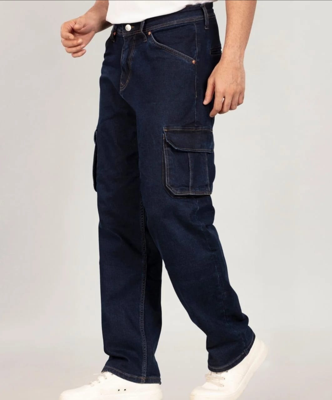 Tokyo Stitch dark blue denim cargo for men