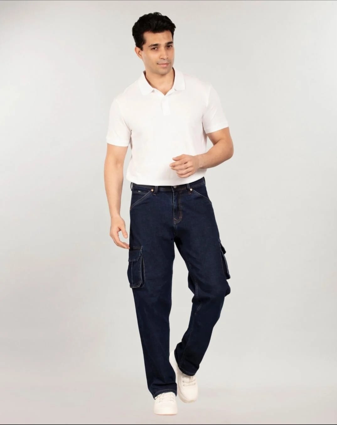 Tokyo Stitch dark blue denim cargo for men