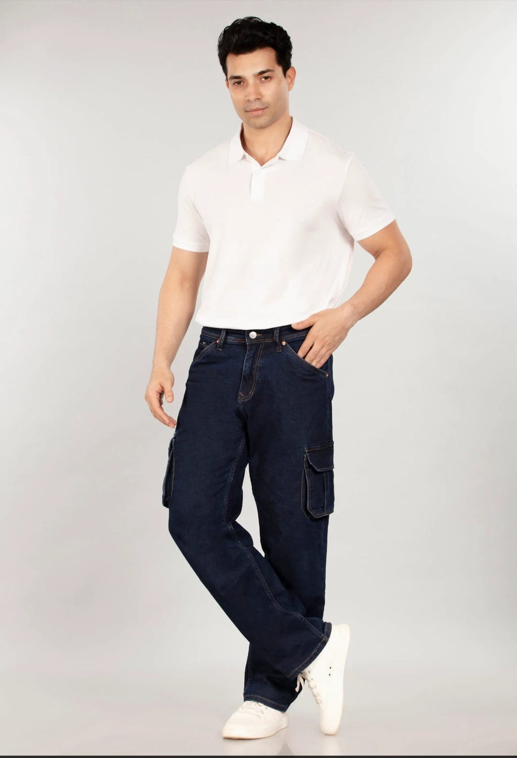 Tokyo Stitch dark blue denim cargo for men
