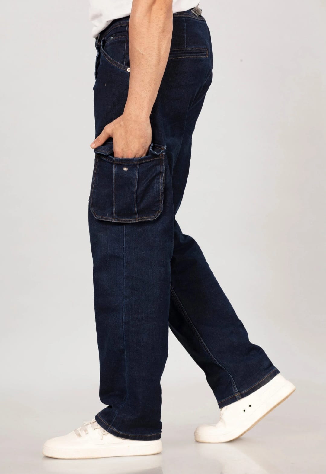 Tokyo Stitch dark blue denim cargo for men