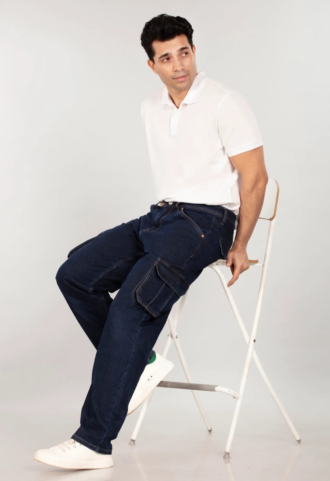 Tokyo Stitch dark blue denim cargo for men