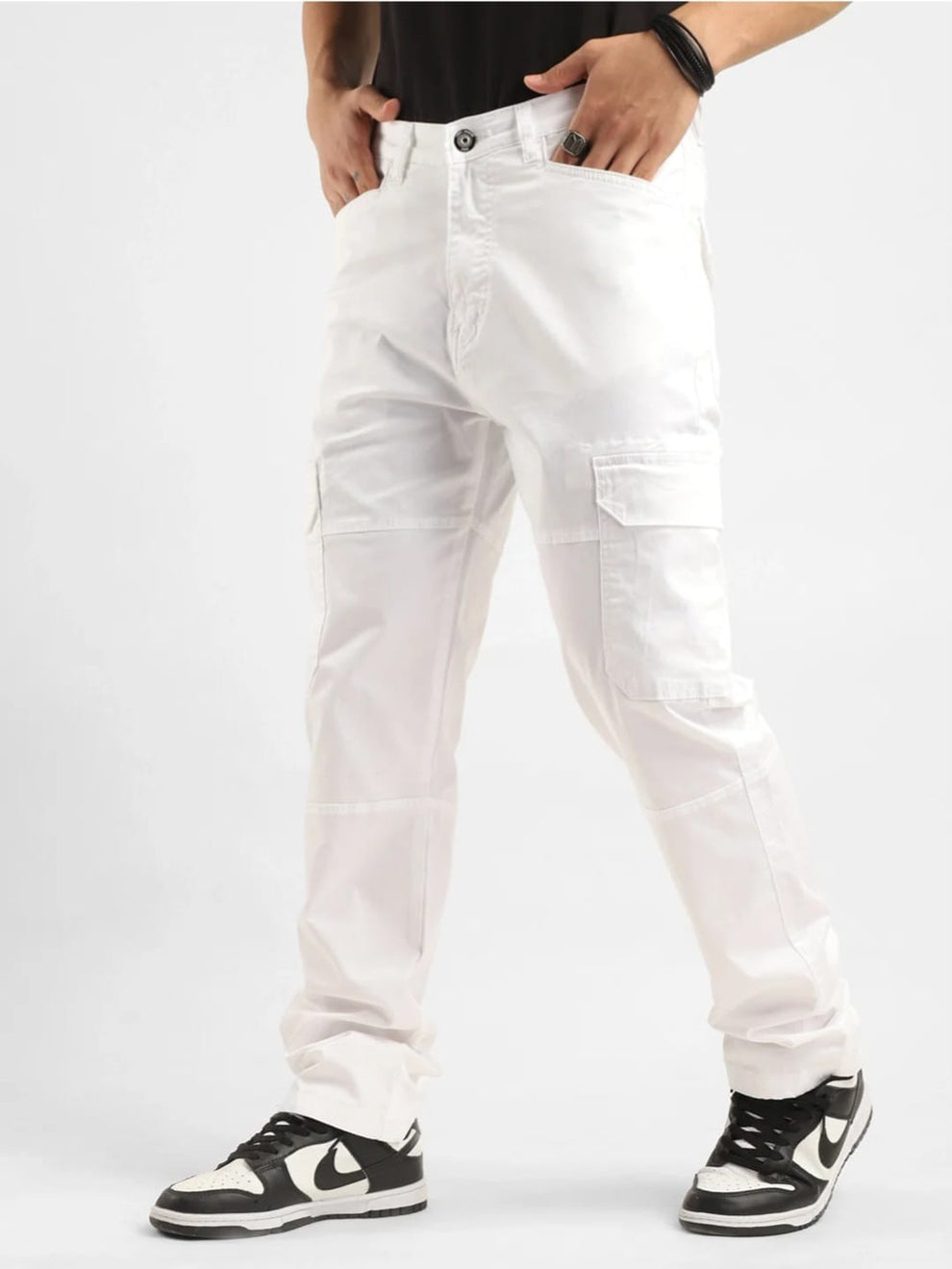 Tokyo Stitch White six pocket Cotton cargo for men