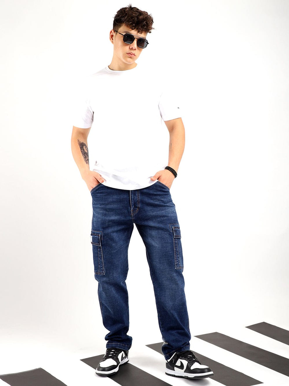 Tokyo Stitch Dark Blue CUT SIDE - SIX POCKET denim cargo for men