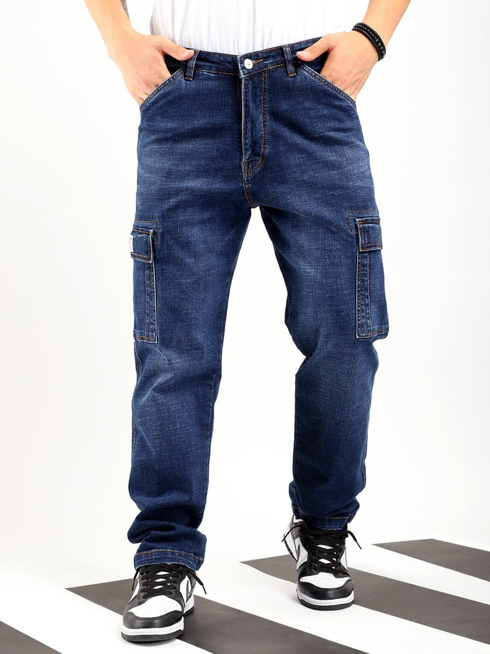 Tokyo Stitch Dark Blue CUT SIDE - SIX POCKET denim cargo for men