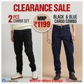 Tokyo Stitch Dark Blue + Black - Set of 2 (combo Set) denim cargo's for men